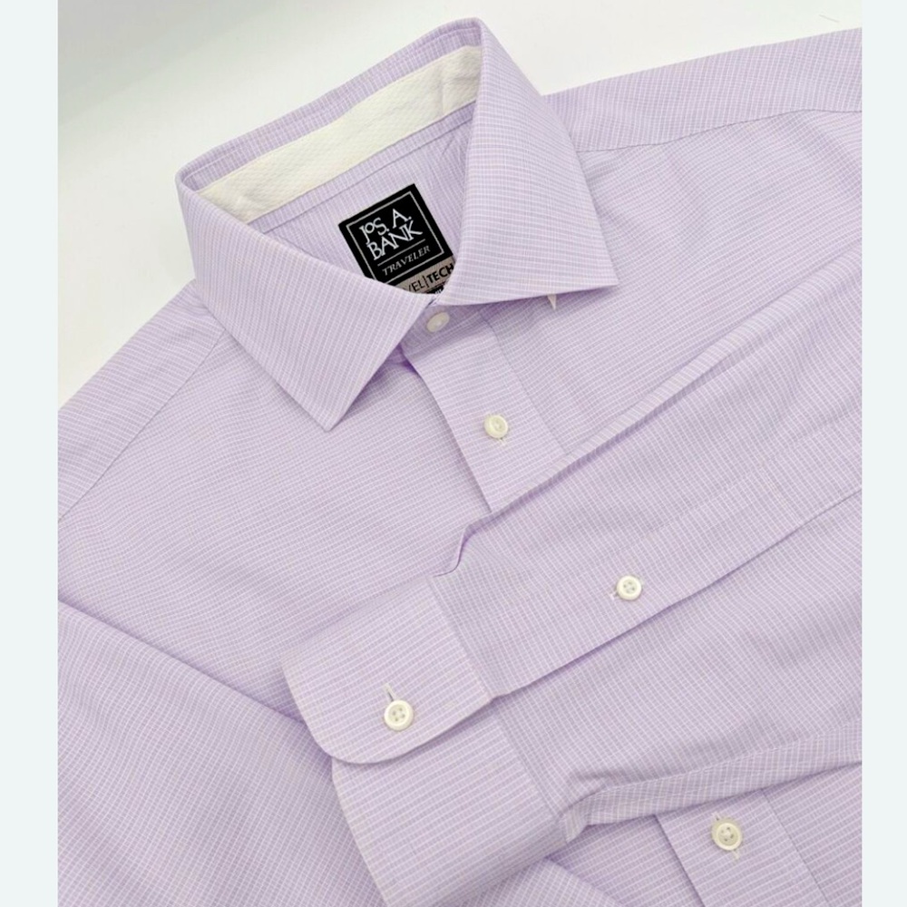 Jos. A. Bank Travelers’ Lavender Check Shirt, size 16 1/2